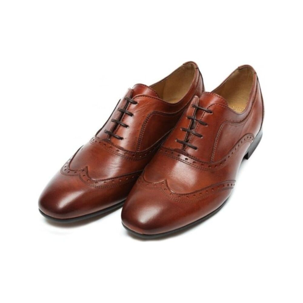 HUDSON Mens Brown Francis Wingtip Toe Block Heel Leather Oxford Shoes 46